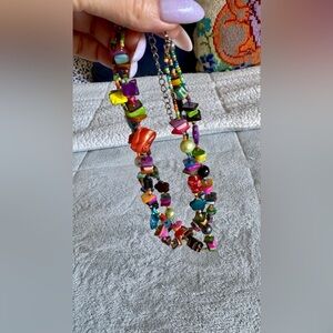 Multi Color Mixed Media Necklace and Earrings